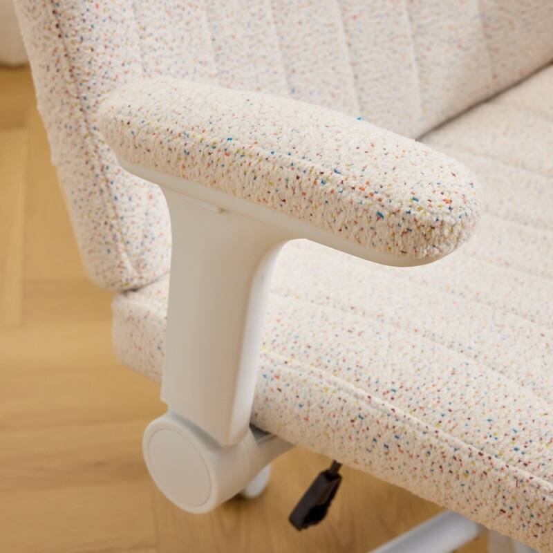 Speckled Chenille Swivel Chair With Flip-Up Arms For Cross-Legged
