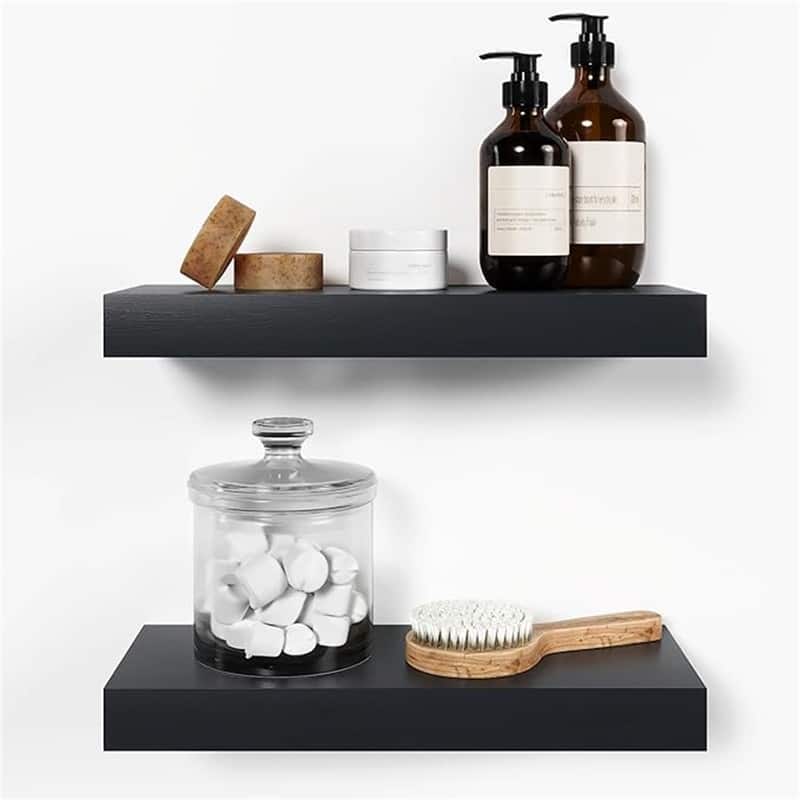 Rustic Farmhouse Floating Shelves - 6.5"D x 16"W x 1.75"H - Black