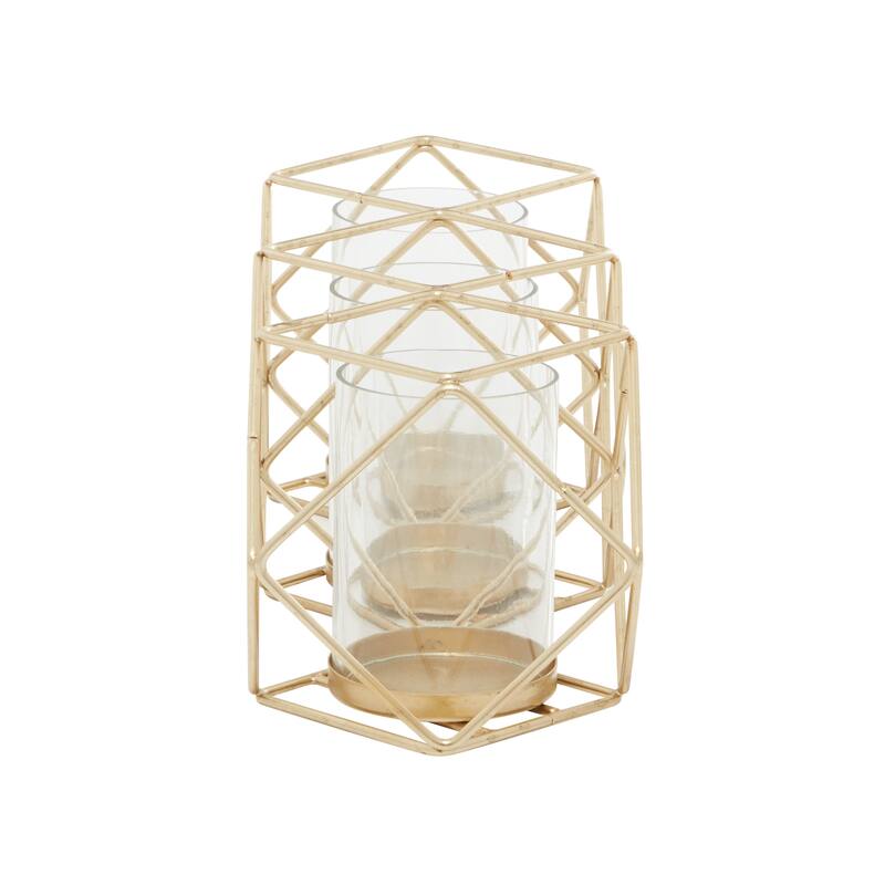 Gold Metal Modern Candle Holder 5 x 15 x 5 - 15 x 5 x 5