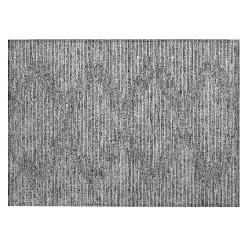 Machine Washable Indoor/ Outdoor Modern Stripe Chantille Rug