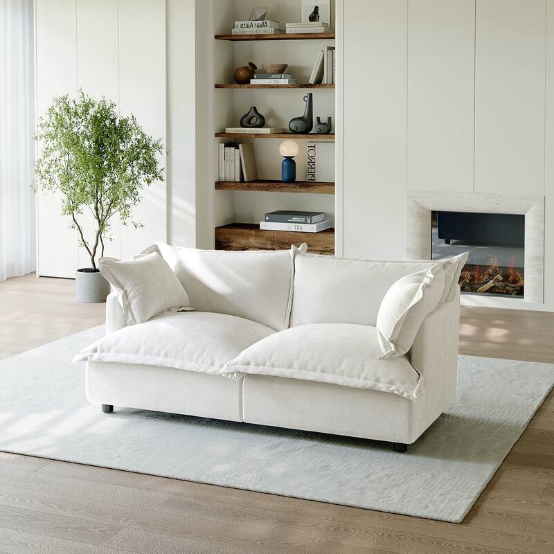 80"W Upholstered Chenille Comfy Cloud Couch Modular Sectional Sofa