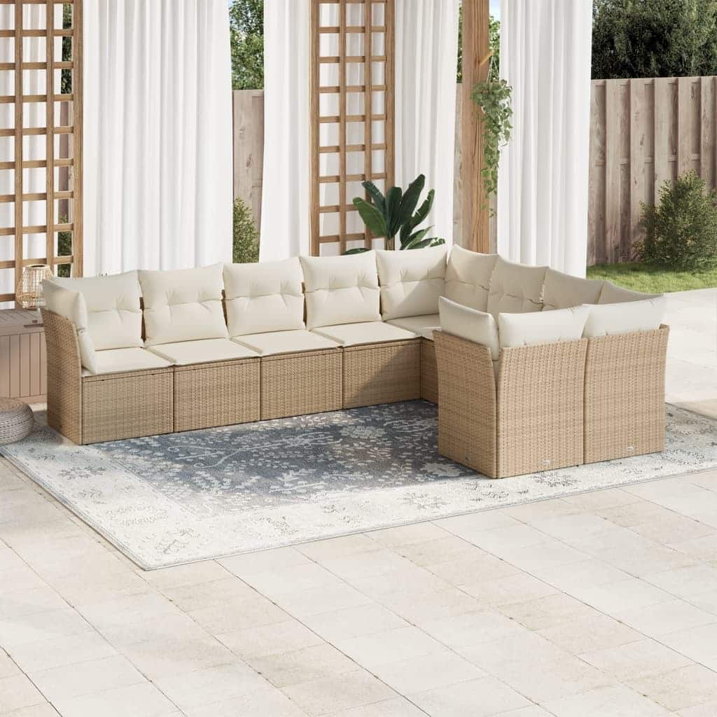 vidaXL Garden Sofa Set Beige, Cream White - 24.4 x 24.4 x 27.2