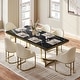 preview thumbnail 9 of 58, Modern Marble Dining Table with White Rectangular Tabletop Gold Stainless Legs, Dining Room Table 70.87" - Black