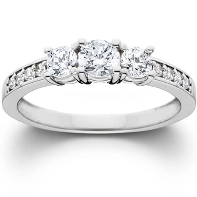 1ct 3 stone ring white gold