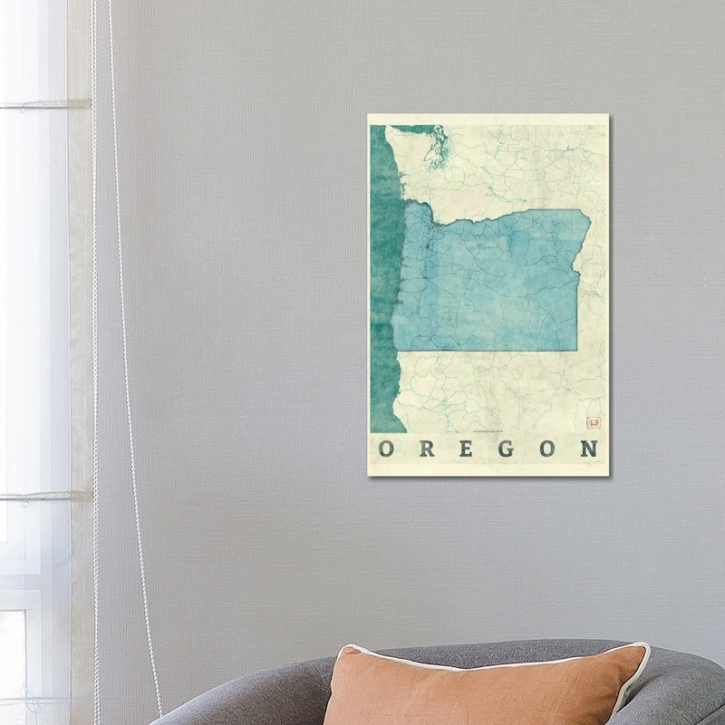 iCanvas "Oregon Map" by Hubert Roguski Canvas Print - 26x18x1.5