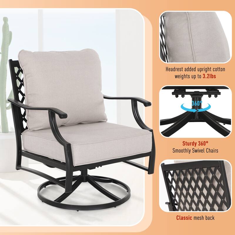 MAISON ARTS 5-Piece Patio Conversation Set with 28'' Gas Fire Pit Table