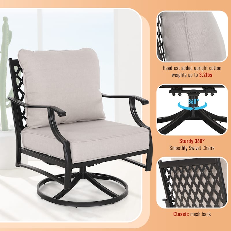 MAISON ARTS Patio Conversation Sets 5/7/9-Seat, Sofa Set with 2 Single Sofa Chairs, 3-Seater Sofa, Ottoman and Coffee Table