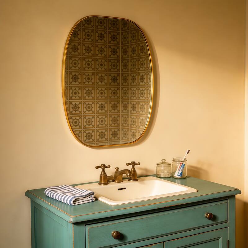 30x40 in Metal Framed Oval Vanity Bathrrom Mirror for Wall