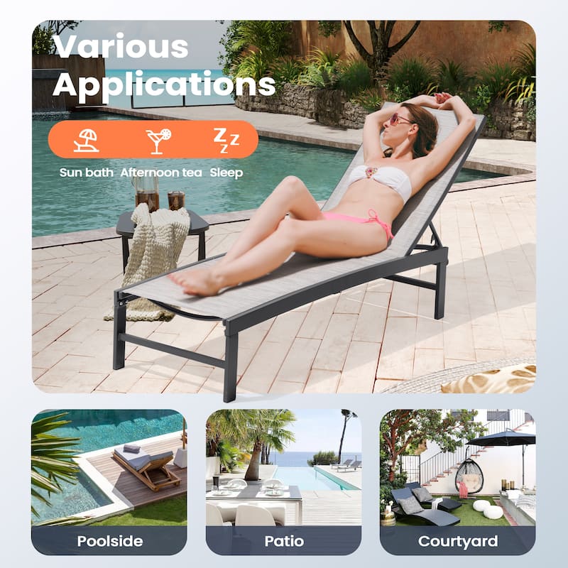 Pellebant Outdoor Patio Adjustable Chaise Lounge Chairs - N/A