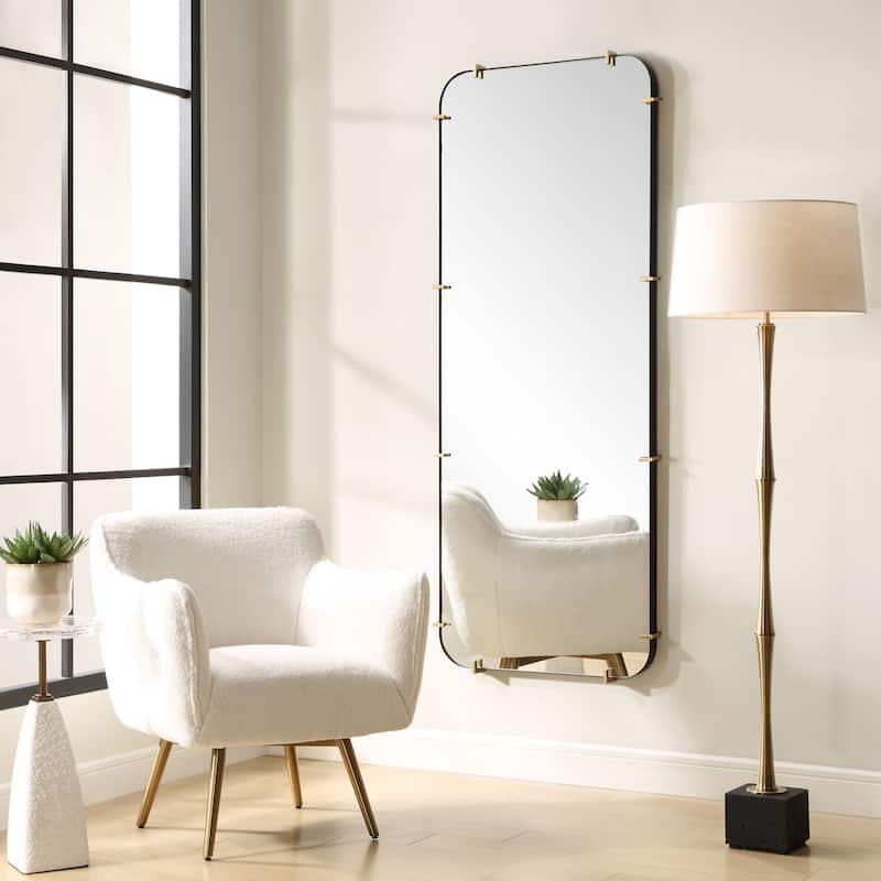 Industrial Styles Rectangular Dressing Wall Mirror - 73.5" - Antiqued Brushed Gold Finish
