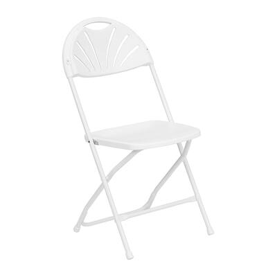 HERCULES Series 800 lb. Capacity White Plastic Fan Back Folding Chair