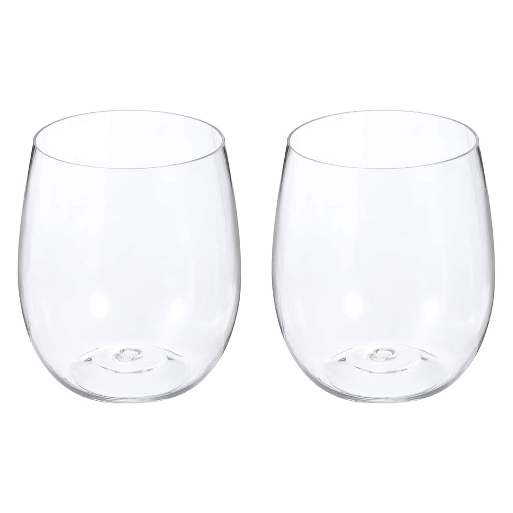 Wine Glasses 12oz PET Transparent Glasses Stemless for Wine