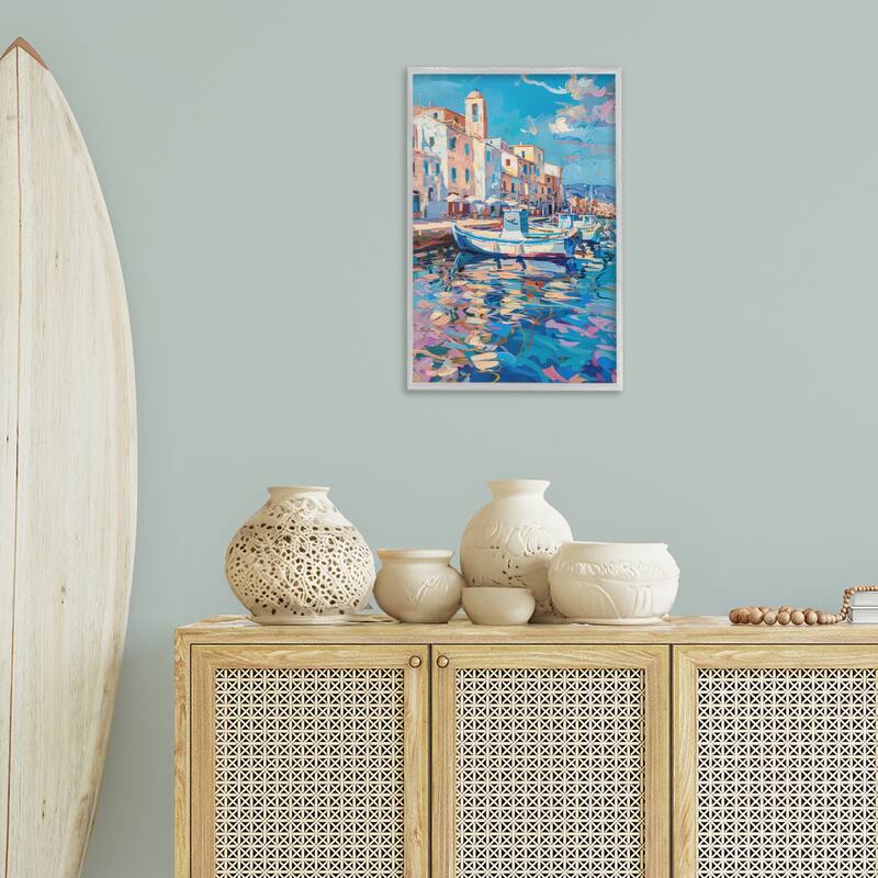Stupell Coastal City Harbor Framed Giclee Art Design By LSR Design Studio