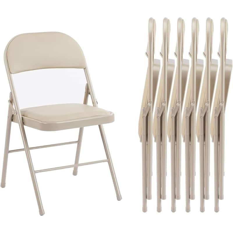 Folding Chairs with Padded Seats - PU Leather Foldable Chair for Home and Office, Indoor and Outdoor Events