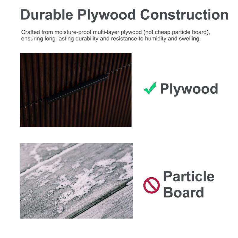 Modland Fluted Floating Vanity with Sink, Plywood Wall Mount Cabinet, Curved Edge, 24/30/36 Inch