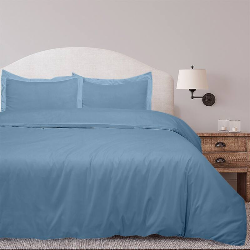 Royale Linens Black Duvet Cover Full Size - Soft Duvet Cover Set - 3 Piece Double Brushed Full Duvet Covers with Zipper Closure - Lake Blue - Queen
