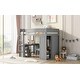 preview thumbnail 4 of 6, Gray Pine Wood Loft Bed with Wardrobes, 2-Drawer Desk, and Cabinet, Full-Length Guardrail
