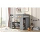 preview thumbnail 5 of 35, Wood Full Loft Bed with Wardrobes and 2-Drawer Desk with Cabinet, Gray