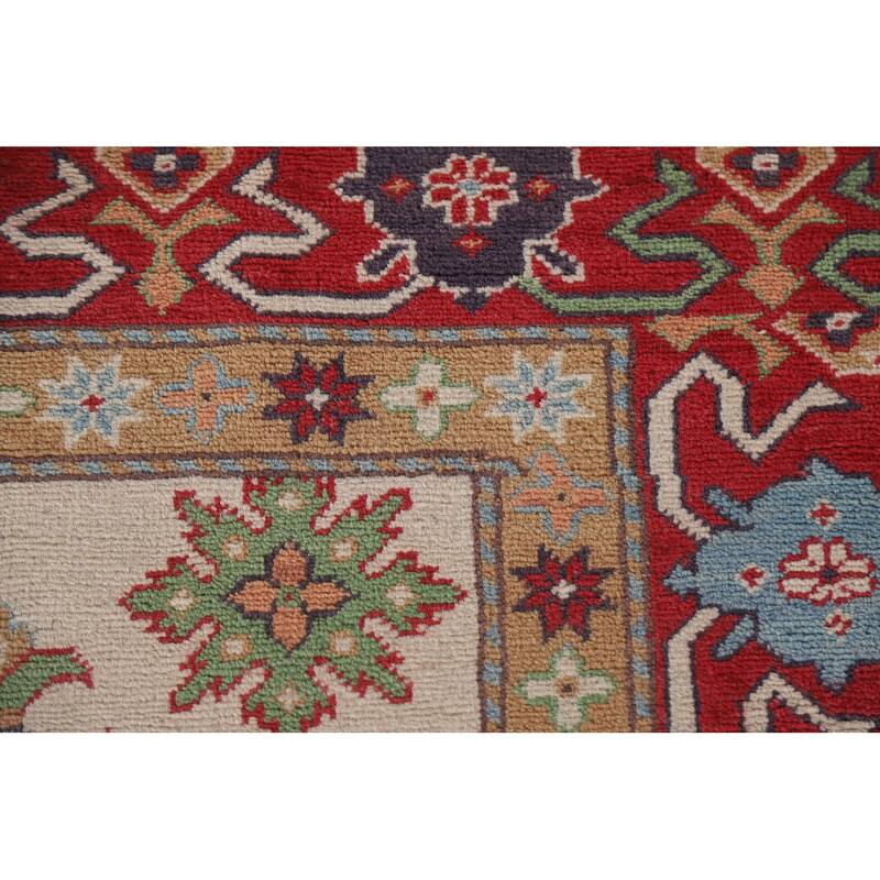 Hand Knotted Oriental 100% Wool Carpet Traditional All-Over Beige & Ivories Kazak Area Rug - 9' 9'' X 6' 5''