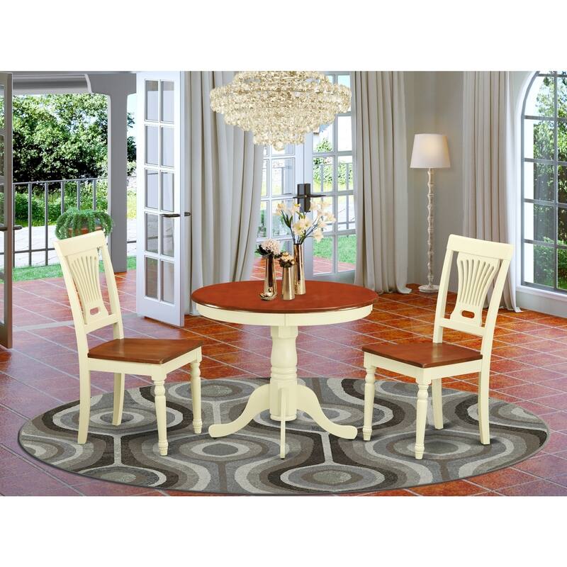 Round Kitchen Dining Set - Table with 2 Chairs - Small Space Bistro Set