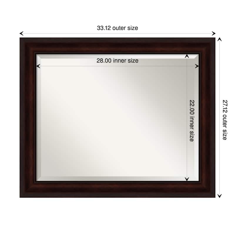 Beveled Wall Mirror - Coffee Bean Brown Frame - Coffee Bean Brown - 33 x 27-inch