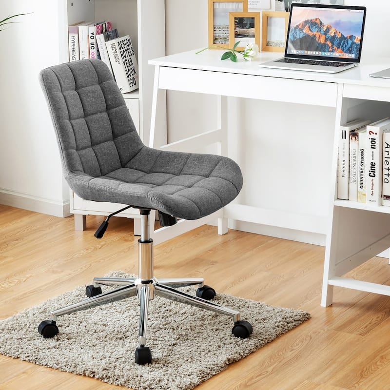 Costway Upholstered Armless Office Chair with Adjustable Height &