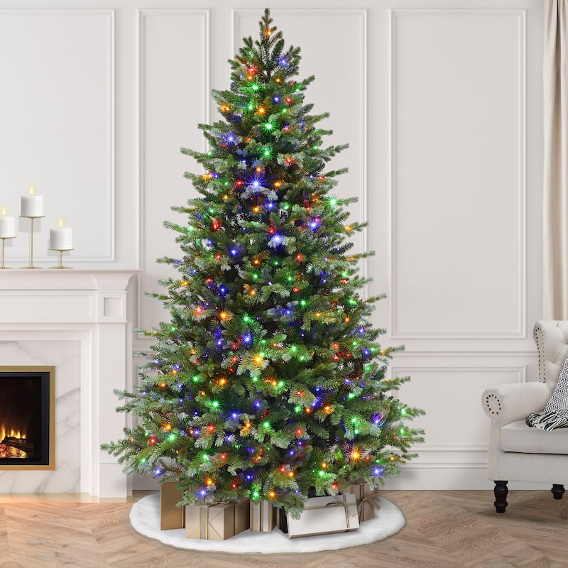Puleo International 7.5 ft. Pre-Lit Artificial Linden Fir Tree - 7.5 Foot - Green