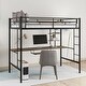 preview thumbnail 2 of 10, Black Twin Size Metal Loft Bed with Desk and Shelf , Space Saving Design for Kids, Bedroom