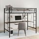 preview thumbnail 1 of 10, Space Saving Design Loft Bed with Desk and Shelf, Metal Structure, Includes Two Bookshelves, Twin, Black