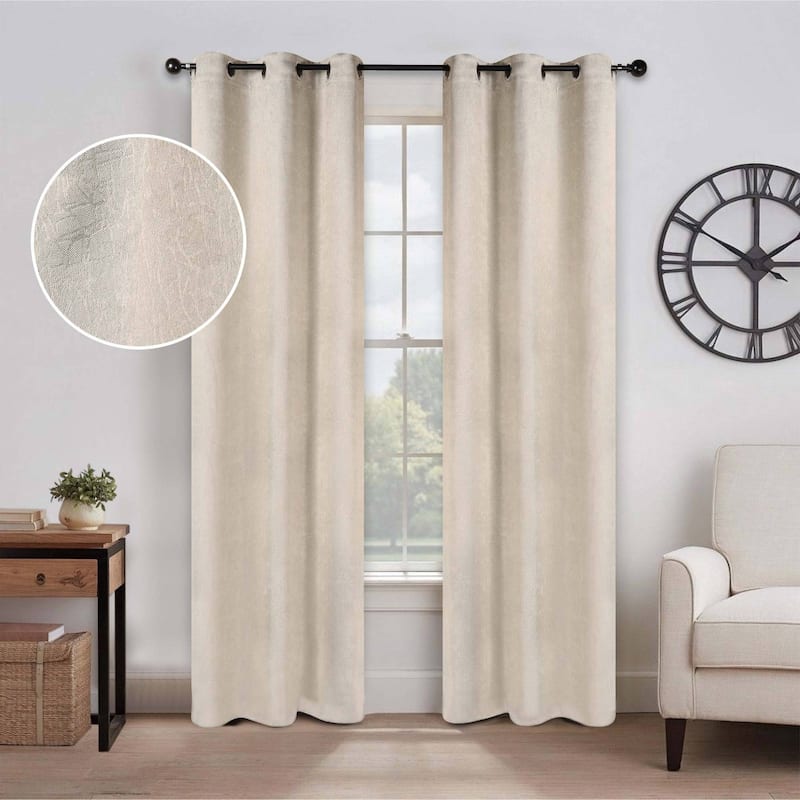 Superior Senna Washable Room Darkening Curtains, Set of 2 Panels - 42" x 63" - Beige