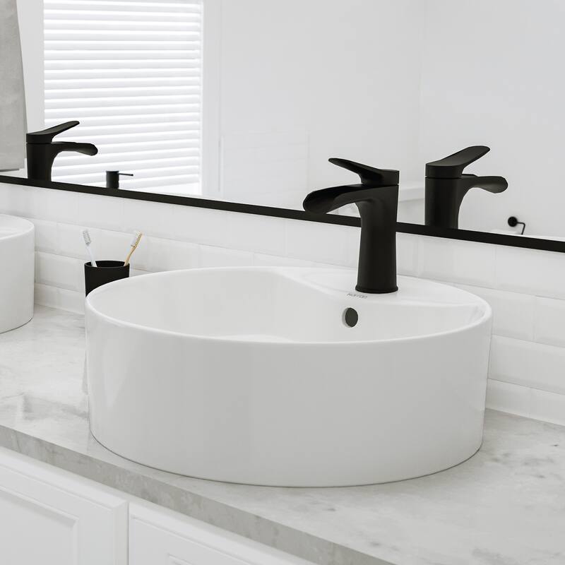 Karran Valera 18" Vitreous China Vessel Bathroom Sink in White with Overflow Drain