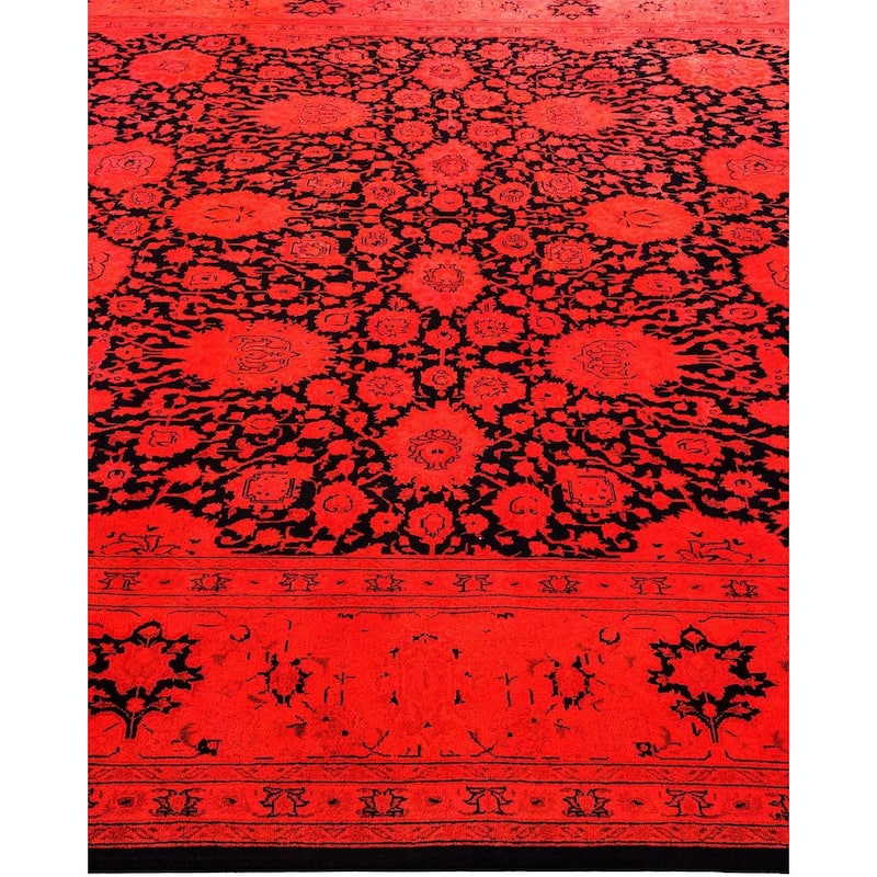 Overton Hand Knotted Wool Vintage Inspired Modern Contemporary Overdyed Red Area Rug - 8' 1" x 10' 4"