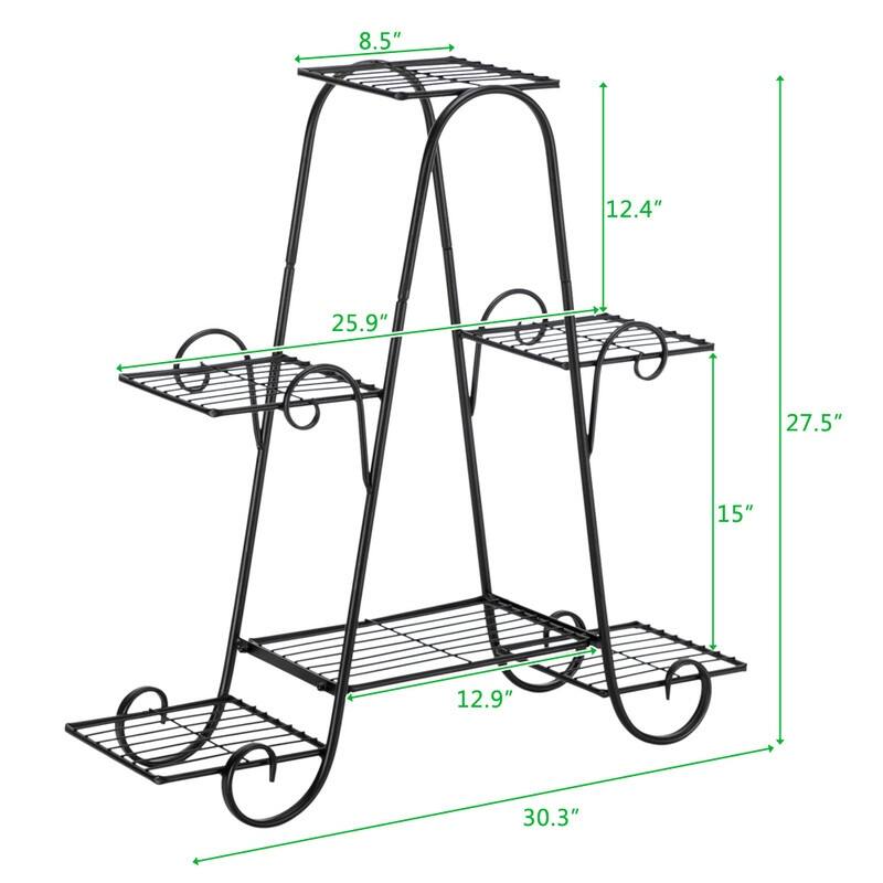 4 Tier Metal Plant Shelf Stand Outdoor Multilayer Potted Planters Display Rack