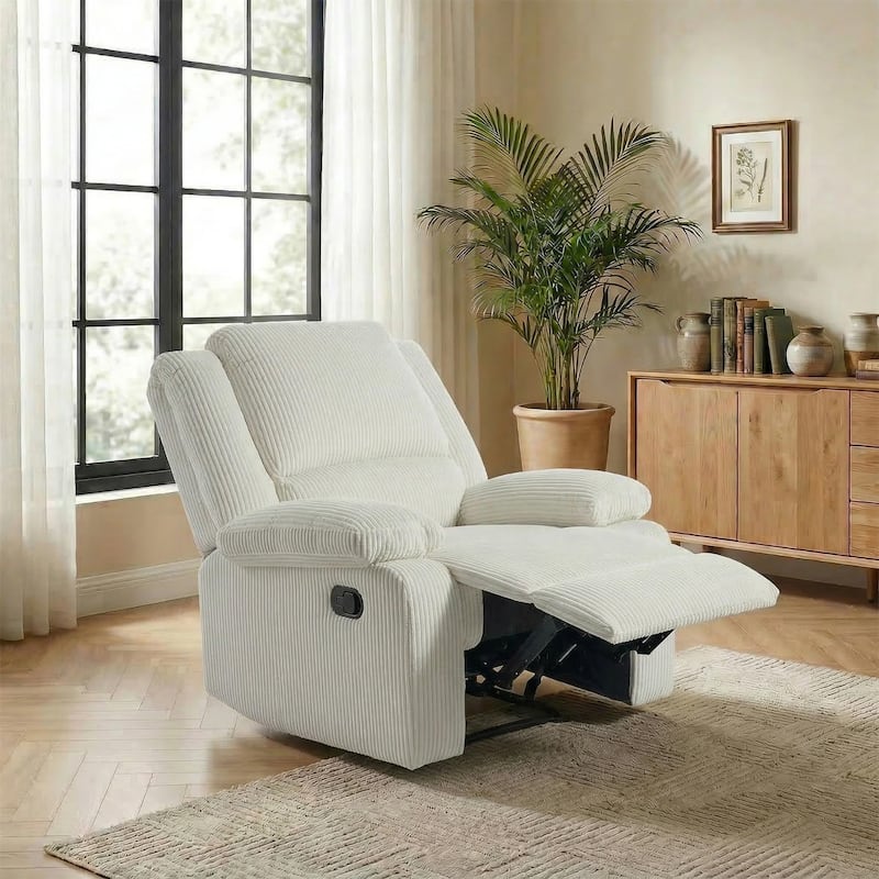 Corduroy Manual Recliner Chair with Footrest