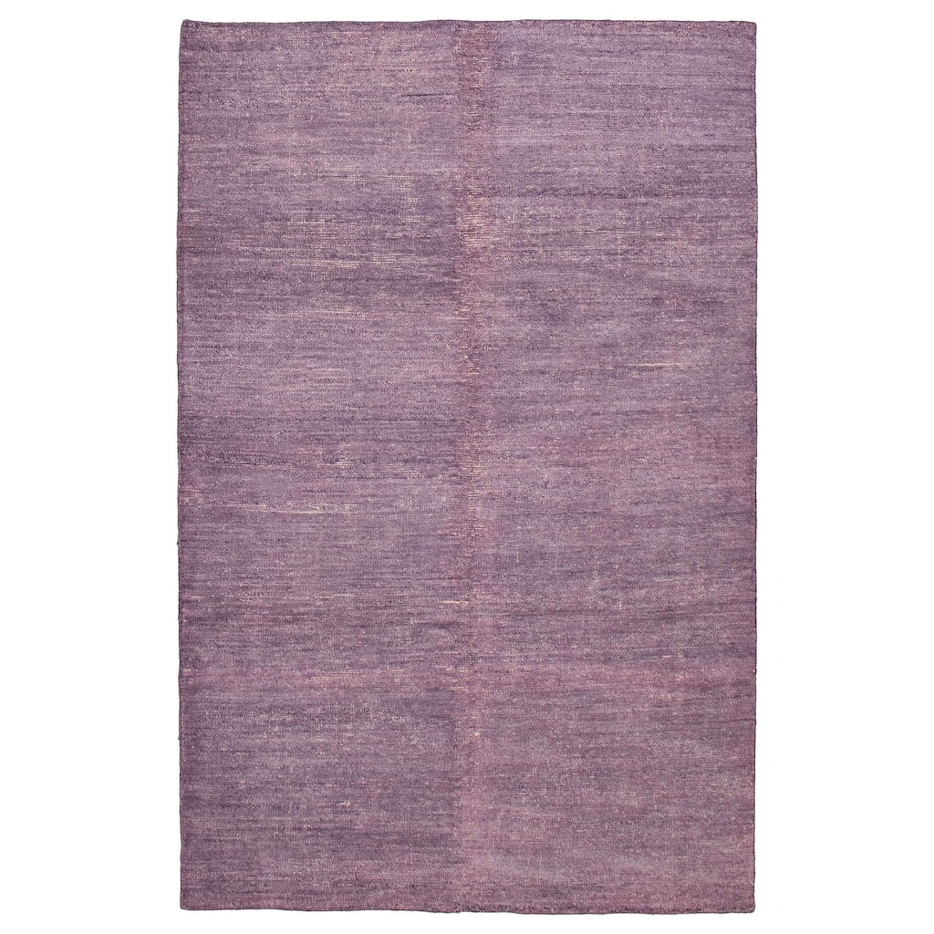 ECARPETGALLERY Hand-knotted Loreto Purple Silk Rug - 6'6 x 9'10