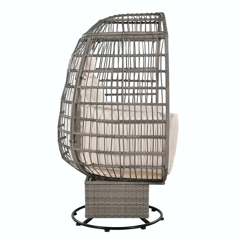 Swivel Rattan Egg Patio Chair with Cushions and Rocking Function