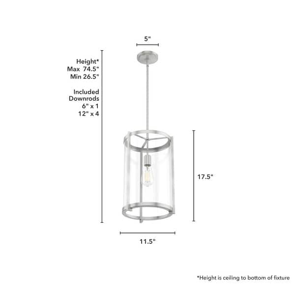 dimension image slide 1 of 4, Hunter Astwood 1-Light Pendant - Kitchen Island, Dining Room, Entry - Art Deco, Contemporary, Clear Glass