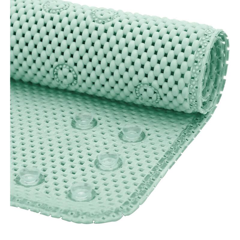 Mint Green Non-Slip Foam Bathtub Shower Mat With Suction Cups - 36" x 17"