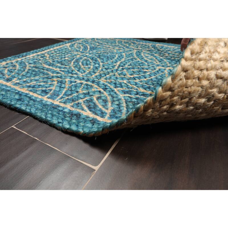 Hand Made Blue Handspun Jute Modern & Contemporary Oriental Area Rug - 2' x 3'