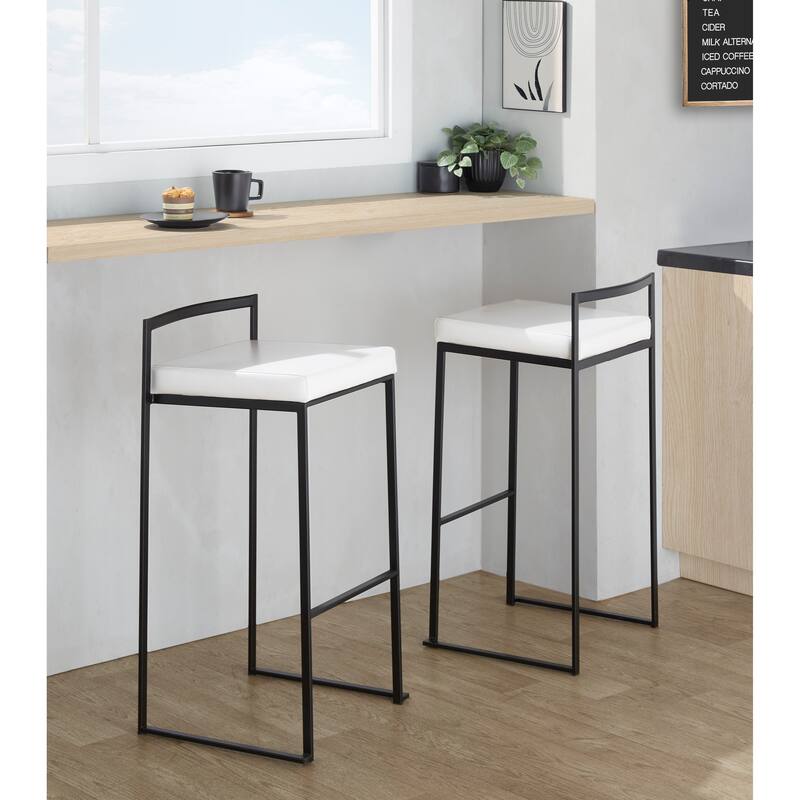 Porch & Den Forrest 30" Black Stackable Fully Welded Bar Stool (Set of 2)