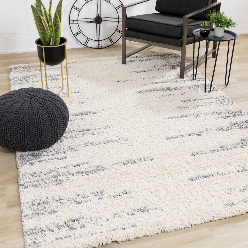 Reese Collection - Cream/Blue Modern Striped Rug