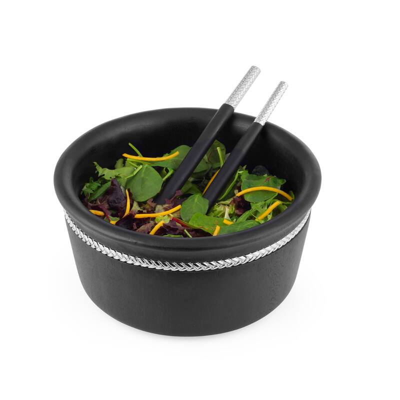 Nambe Braid Round Bowl with Servers