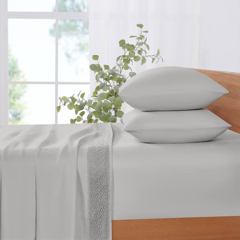 Modern Threads 4-Piece Soft Microfiber Crochet Lace Sheet Set