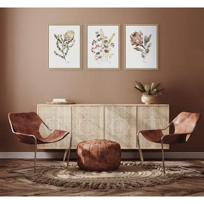 Kate and Laurel Sylvie Wild Banksia Wild Salvia and Wild King Protea Framed Canvas by Sara Berrenson