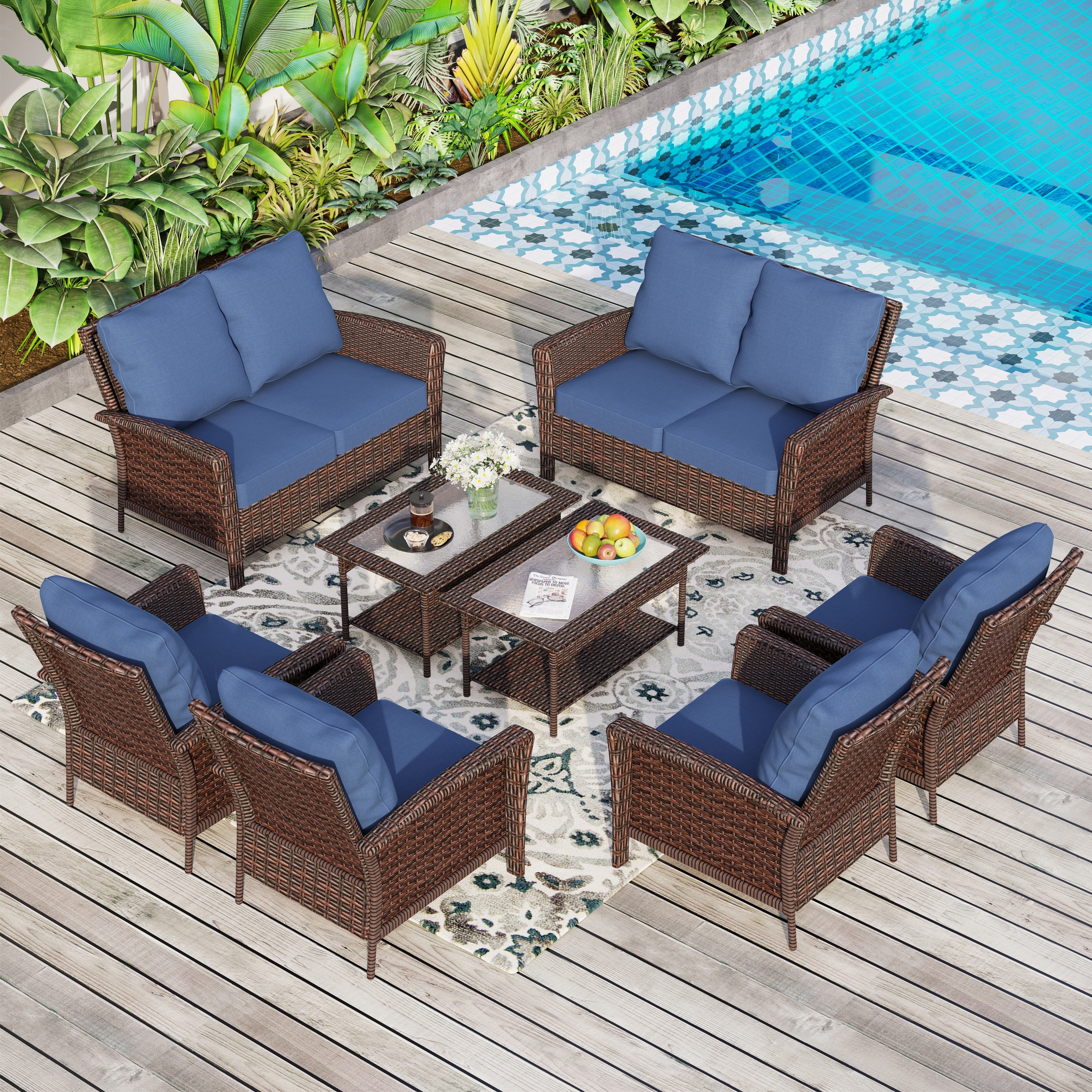 Blue top patio furniture