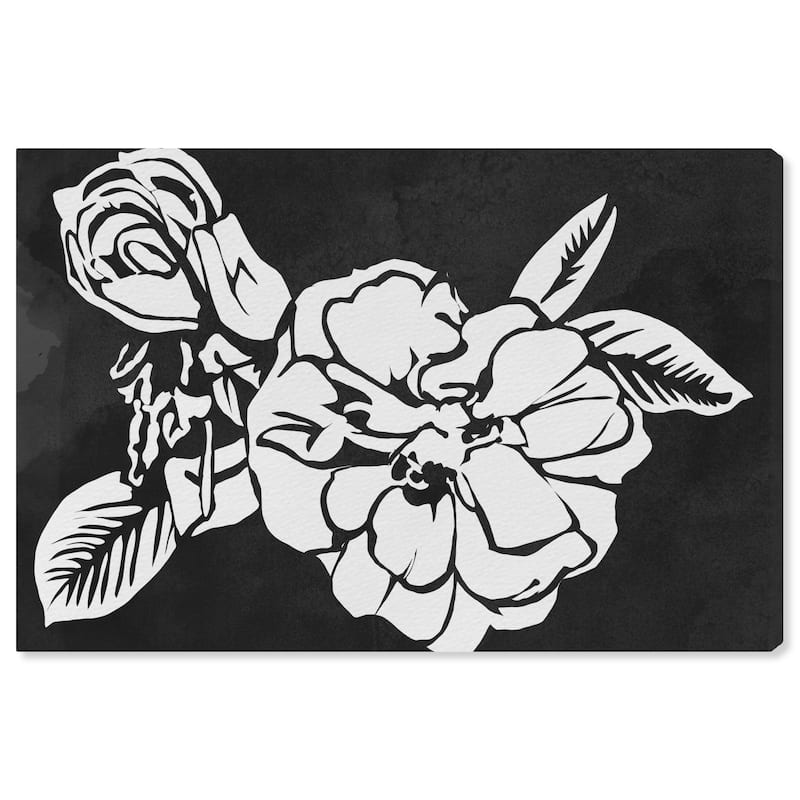 Wynwood Studio Canvas Floral and Botanical Beach Rose Noir Black and Modern & Contemporary Wall Art Canvas Print