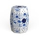 preview thumbnail 3 of 2, SAFAVIEH Cloud 9 Chinoiserie Blue Koi Ceramic Decorative Garden Stool ACS4557A