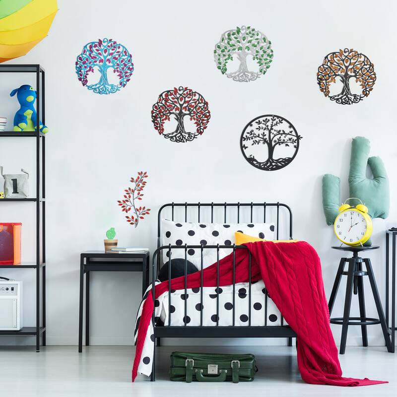 Metal Tree Leaf Wall Decor 2 Pack Vine Olive Leaf Wall Art Style 1