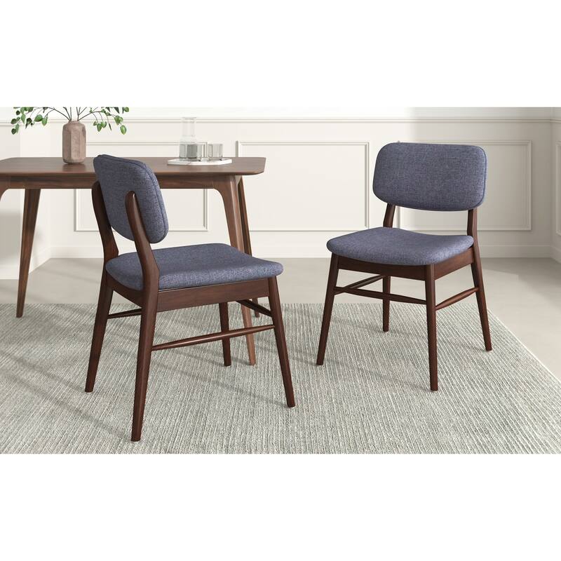 Roomfitters Mid-Century Upholstered Dining Chairs with Rubberwood Frame, Set of 2