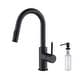 preview thumbnail 37 of 63, Single-Hole Pull-Down Kitchen Faucet with Sprayer and Magnetic Docking Matte Black W/ Soap Dispenser